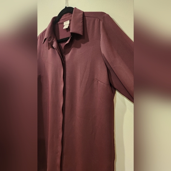 CHICO'S Plum Button Up Tunic Blouse - Picture 2 of 7